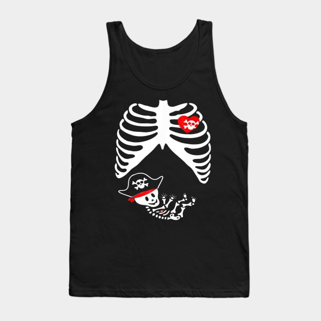 Baby Pregnant Skeleton Xray Halloween Shirt Pirate Boy Tank Top by mlleradrian